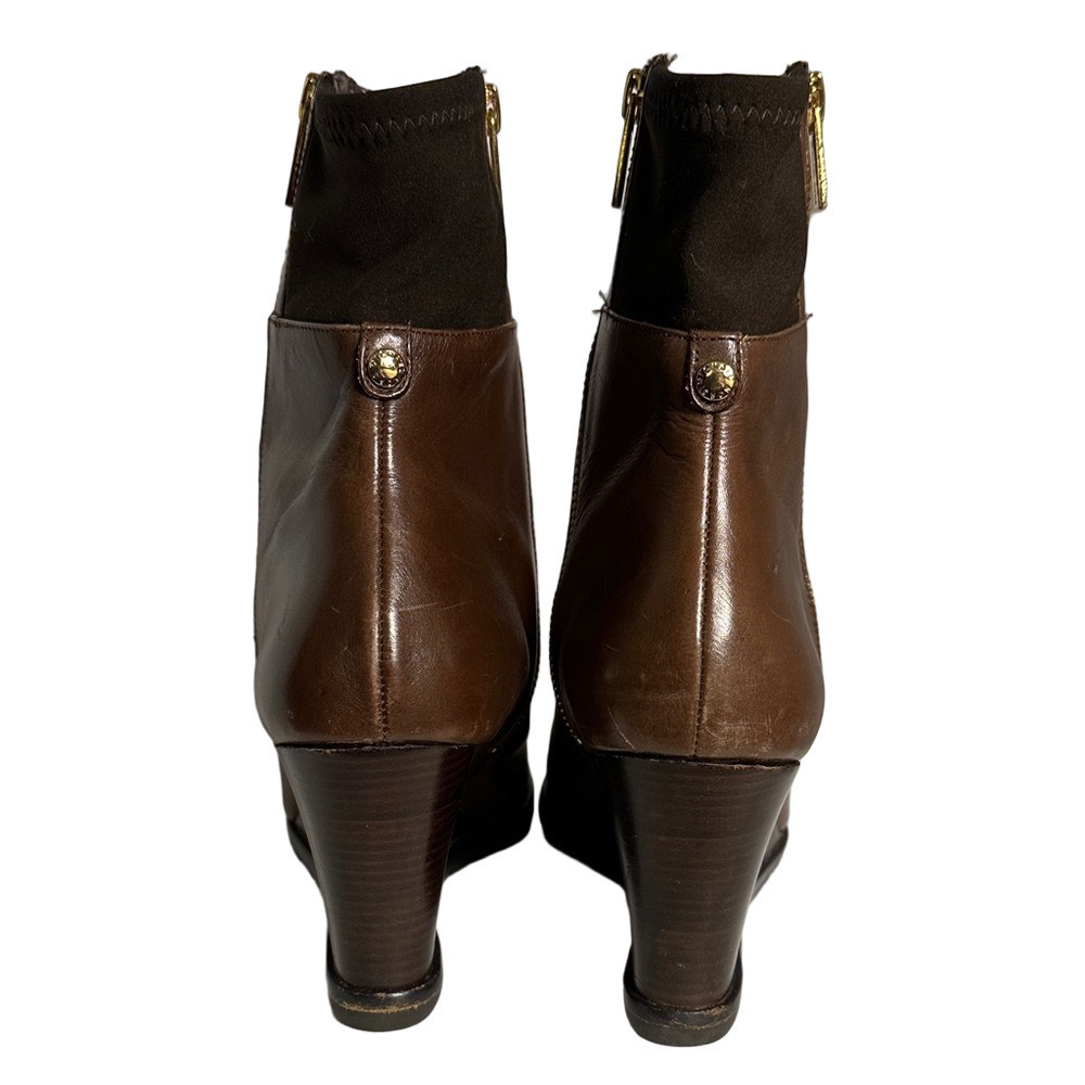 Michael Michael Kors Brown Leather Wedge Ankle Boots – Size 9M - Picture 9 of 14